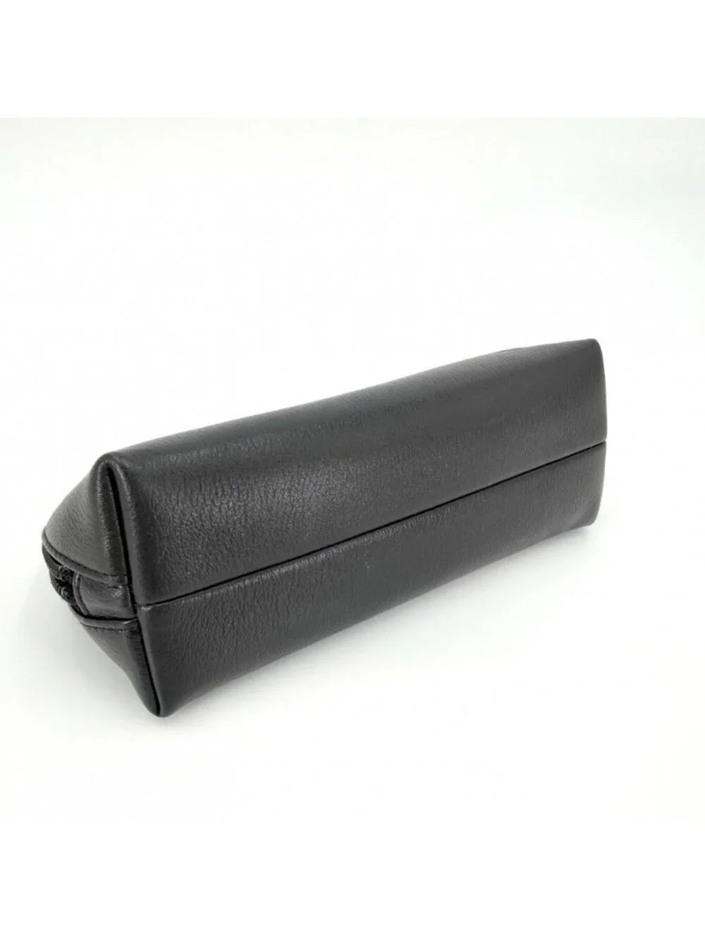 Chanel Pouch Camellia CC Logo Case Leather Black Silver